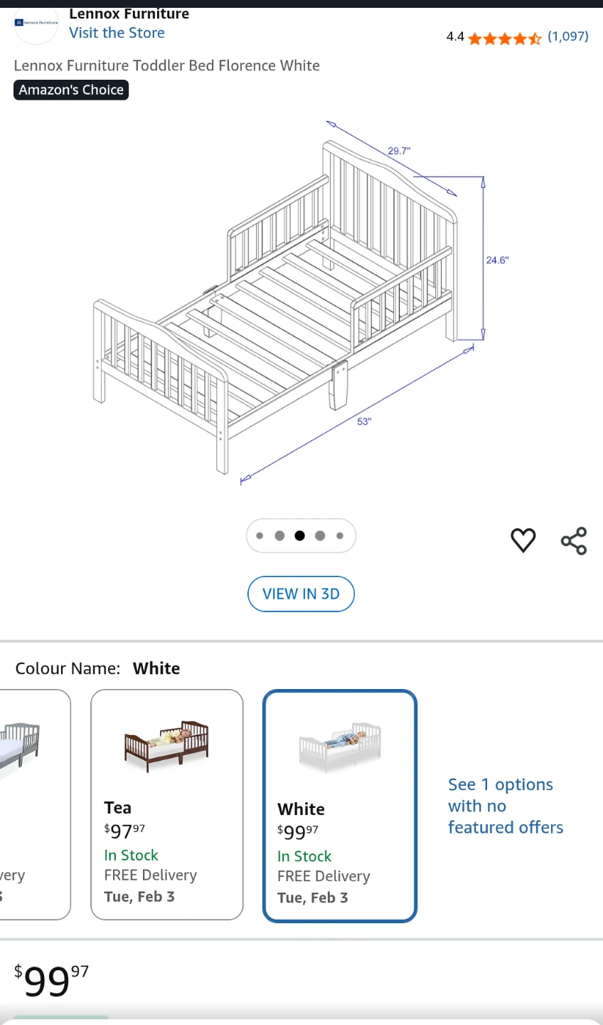 Lennox Furniture Toddler Bed Florence White - photo 3