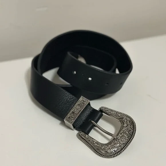 Wilfred Free Black Western Leather Belt (Small)
