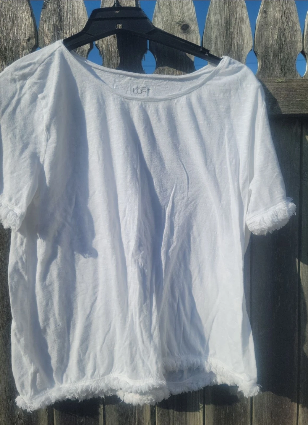 LOFT White Fringe T-Shirt - Size M