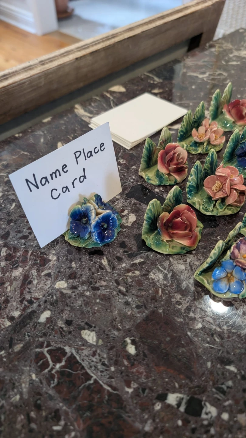 Set of 12 Italian Flower Place Card Holders 1930s - photo 2
