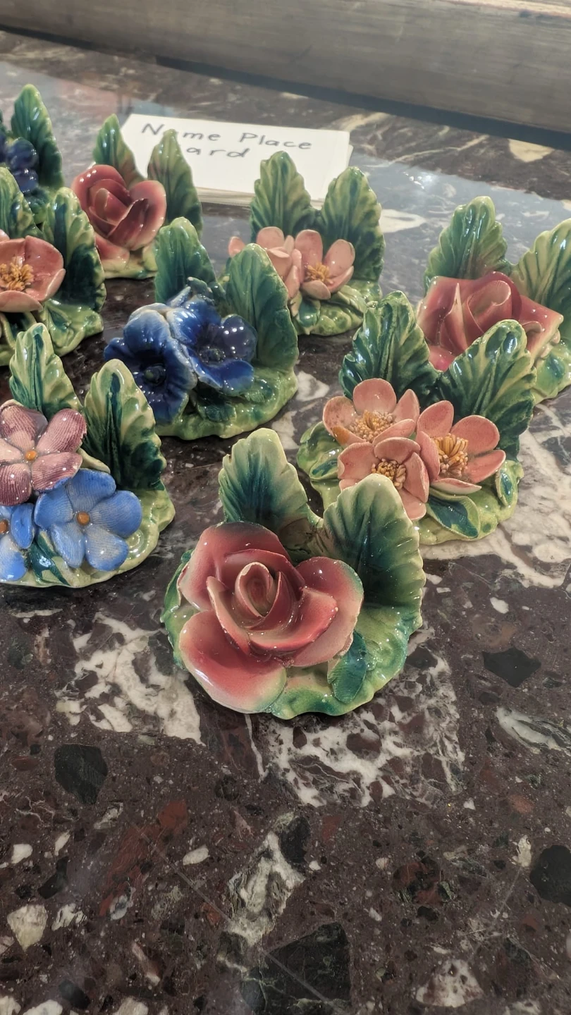 Set of 12 Italian Flower Place Card Holders 1930s - photo 4