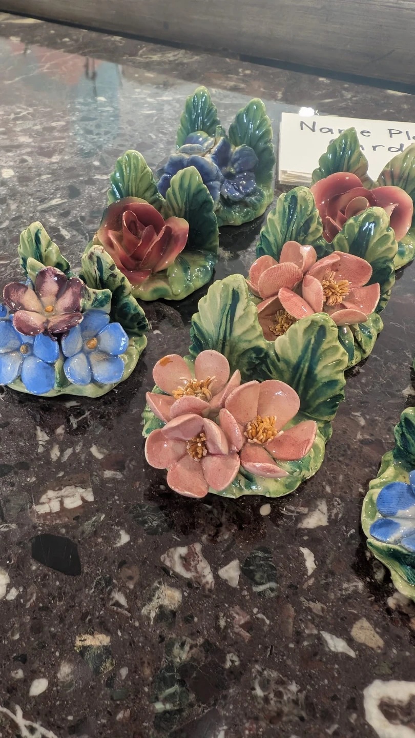 Set of 12 Italian Flower Place Card Holders 1930s - photo 5