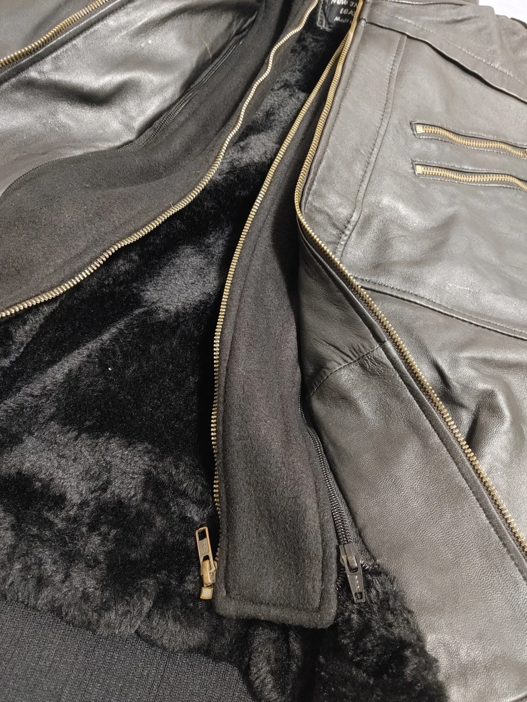 Men's Black Leather Jacket with Hood - photo 3