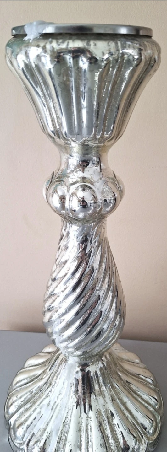 Pair of Silver metal Candle Holders - 15" & 13" in height - photo 2