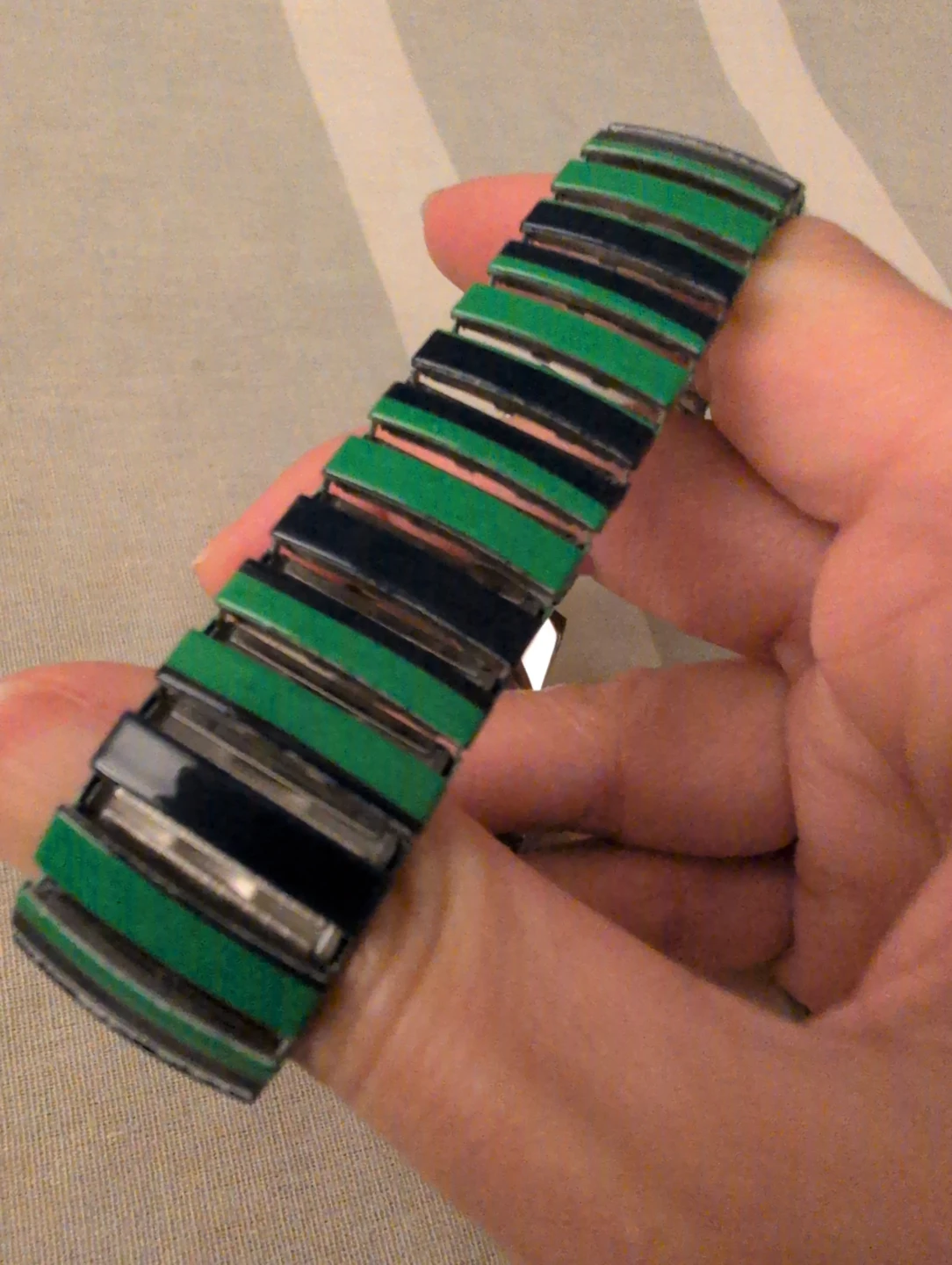 Watch with Green & Black Striped Band - doesn't work! - photo 3