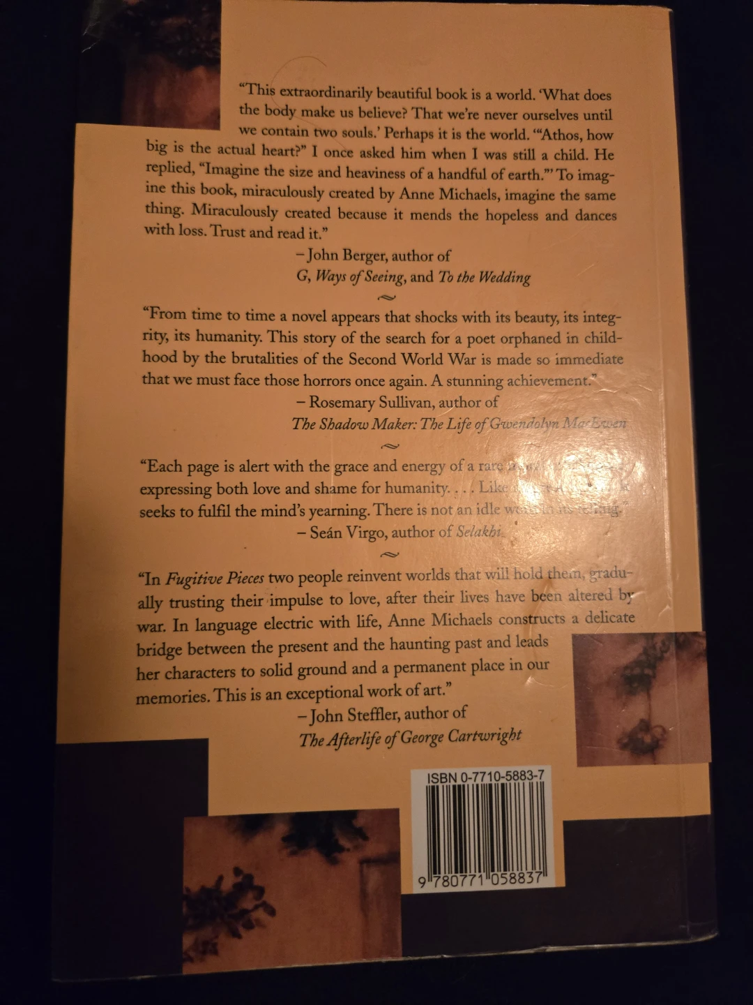 Book: Fugitive Pieces by Anne Michaels Novel - photo 2