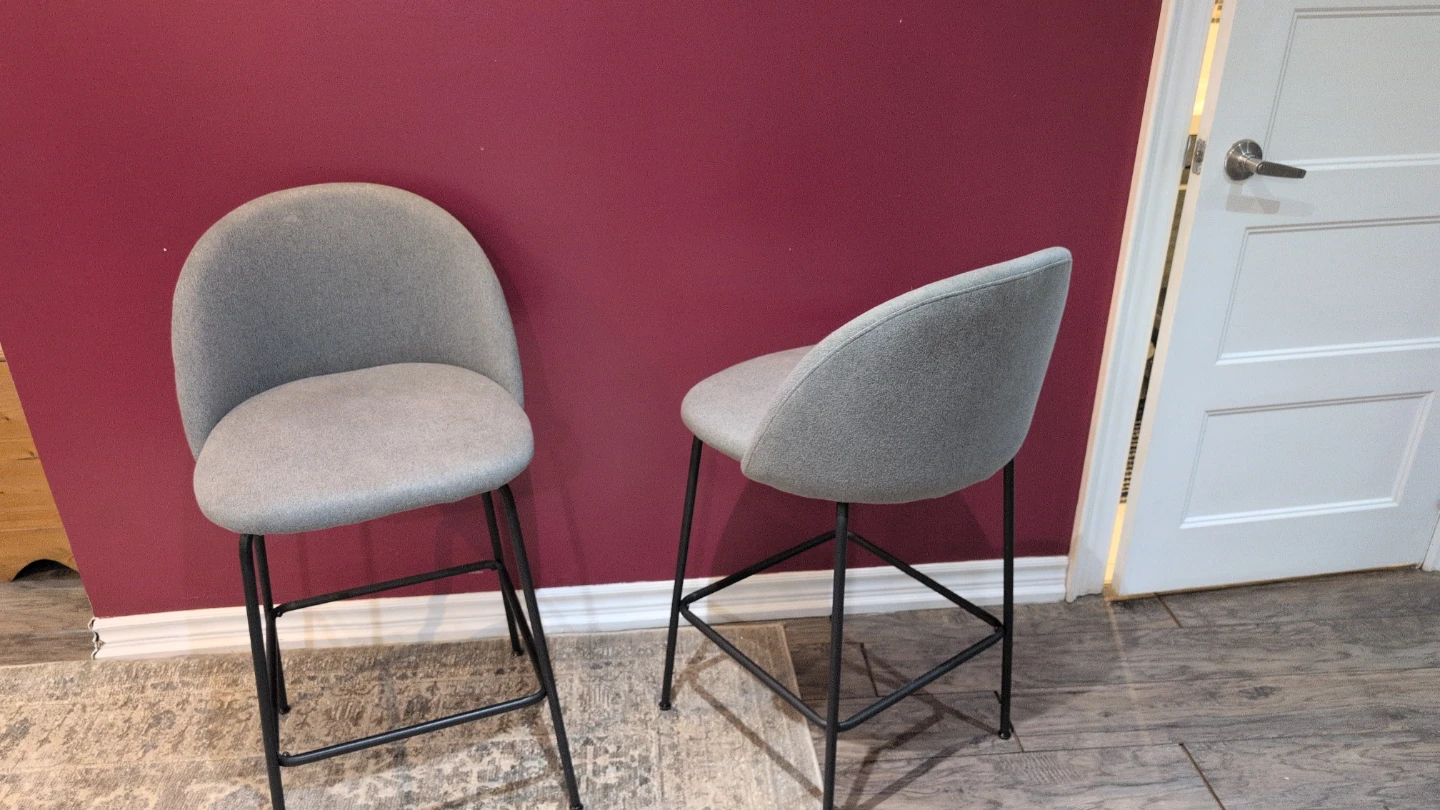 Grey Upholstered Bar Stools - Set of 2 - photo 2