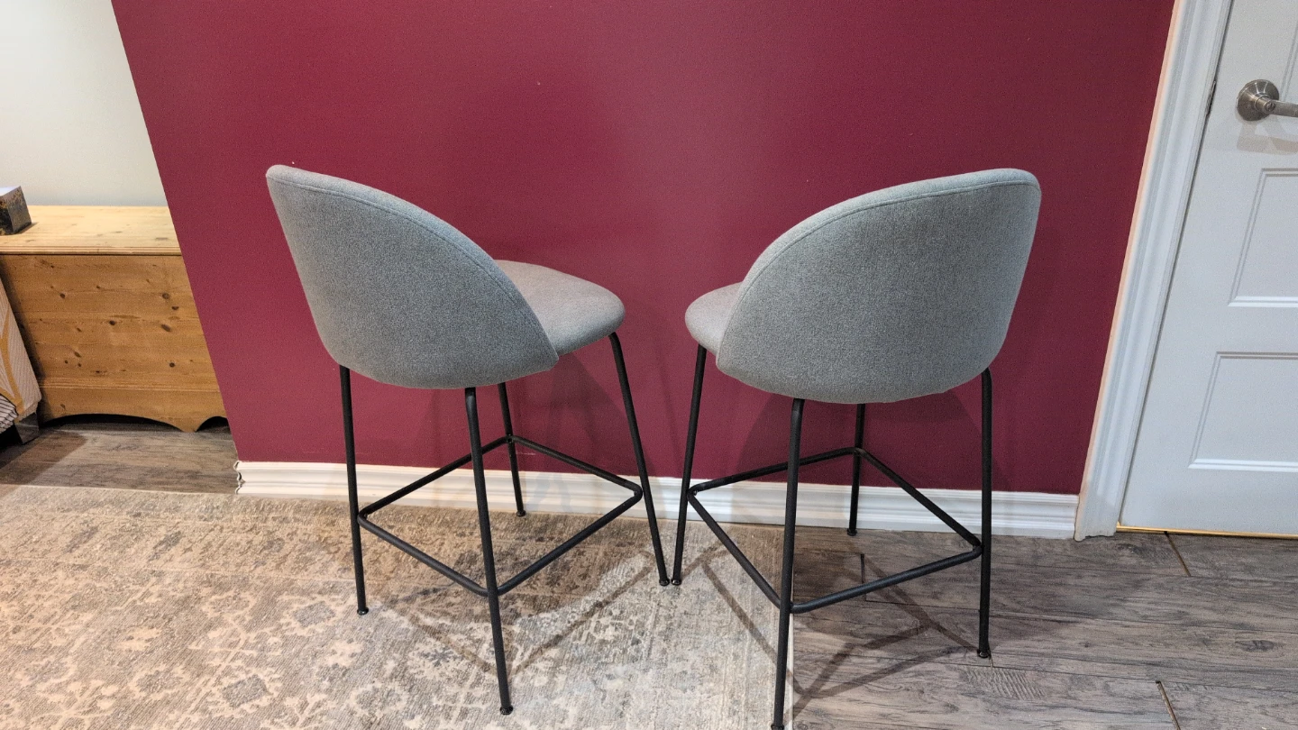 Grey Upholstered Bar Stools - Set of 2 - photo 3