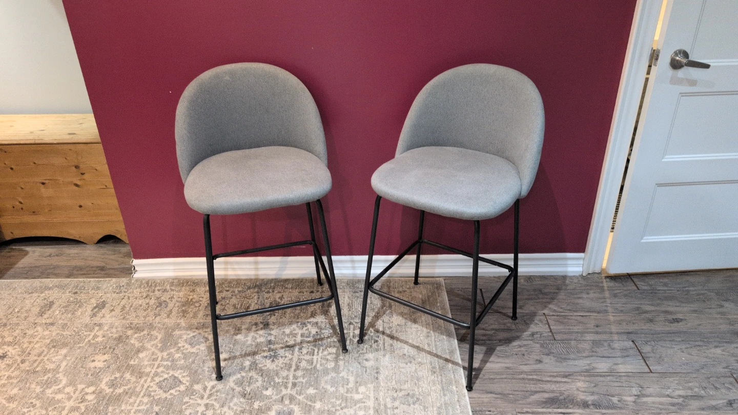 Grey Upholstered Bar Stools - Set of 2 - photo 4
