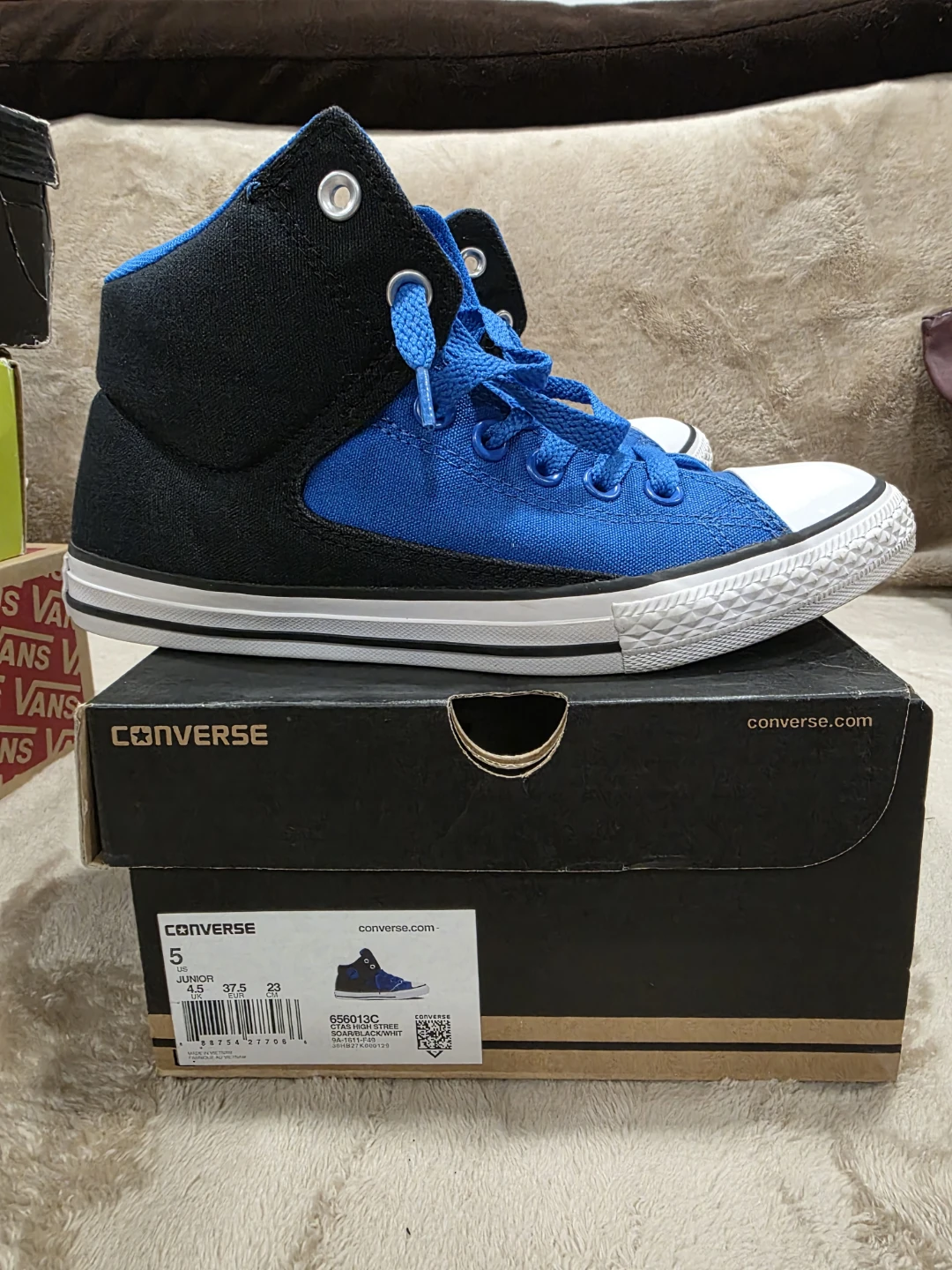 Converse All Star High-Top Sneakers - Blue/Black, Size 5 - photo 3