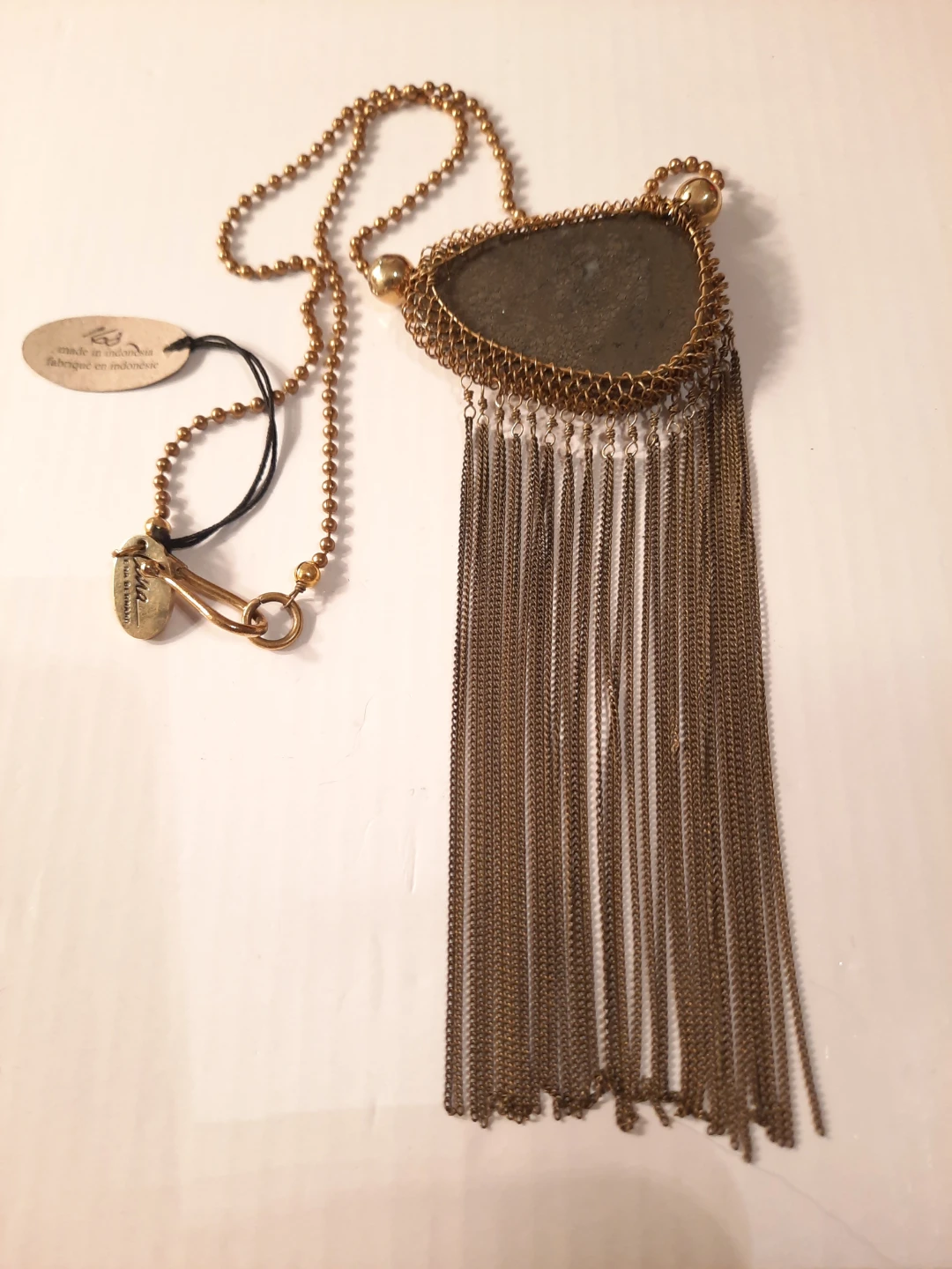 Gold Tone Lena Bernard Pendant Necklace with Tassel