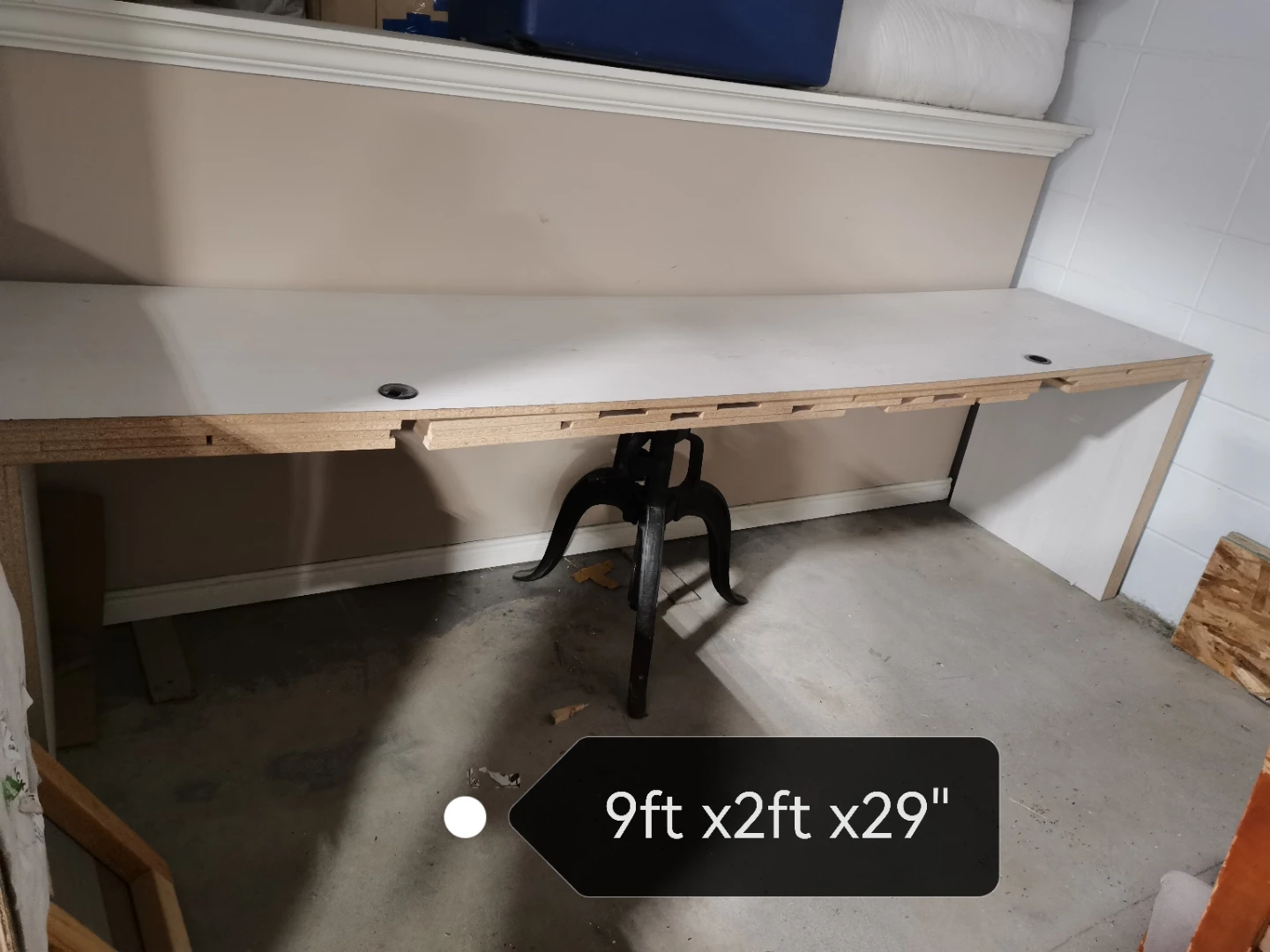 work station, long Desk (9ft x 2ft x 29") wo