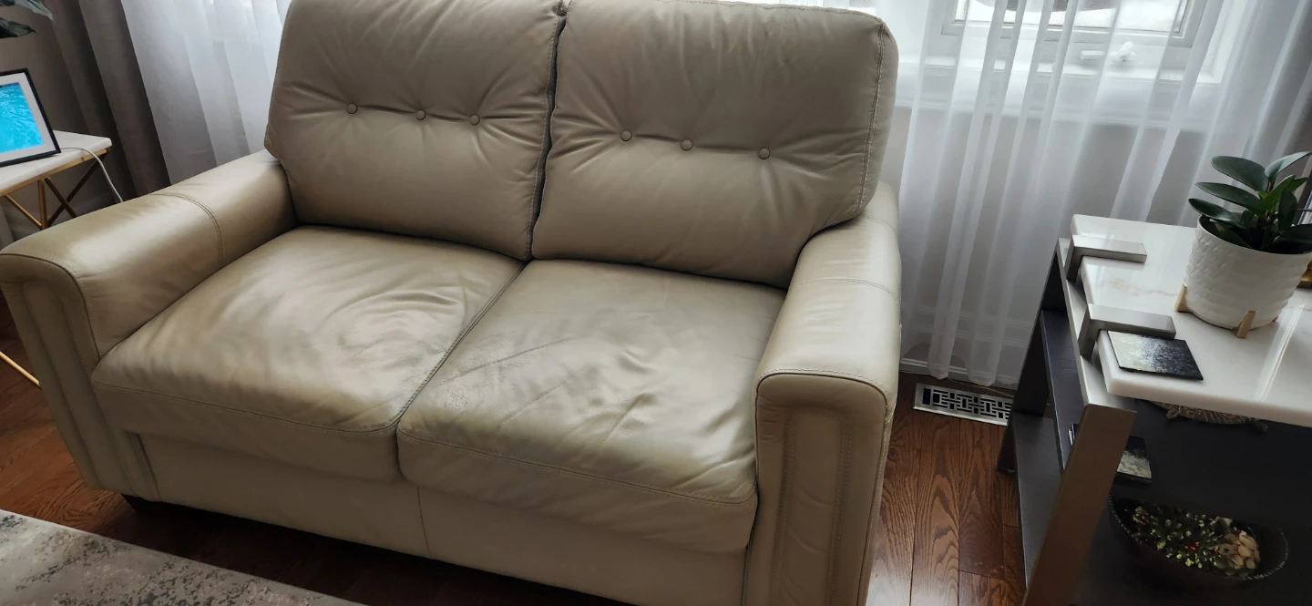 Tan Leather Loveseat Sofa - photo 2
