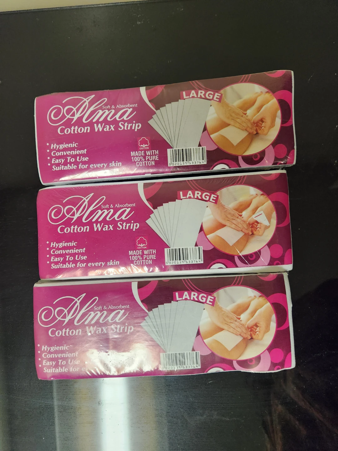 3 pack Alma Cotton Wax Strips - Large Size