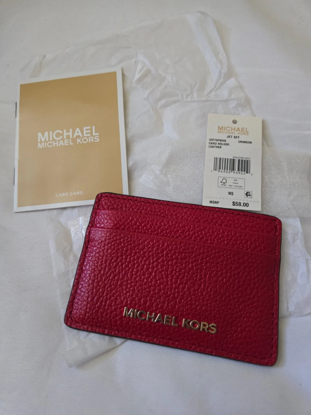 NWT Michael Kors Red Leather Card Holder