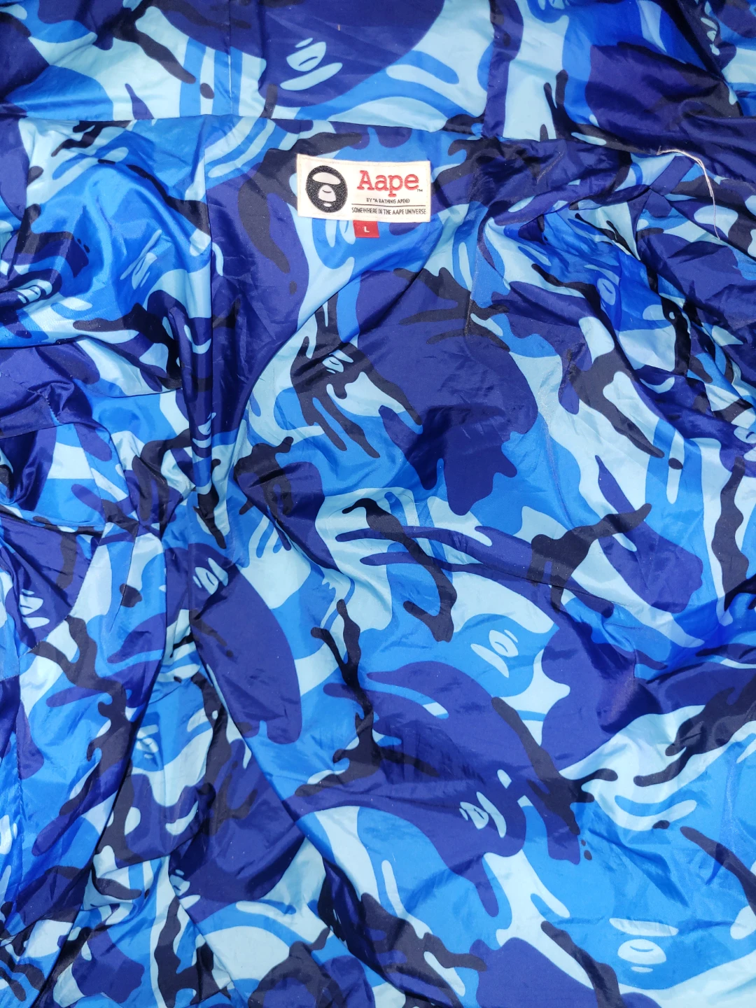 Aape by A Bathing Ape Blue Camo Puffer Jacket - L