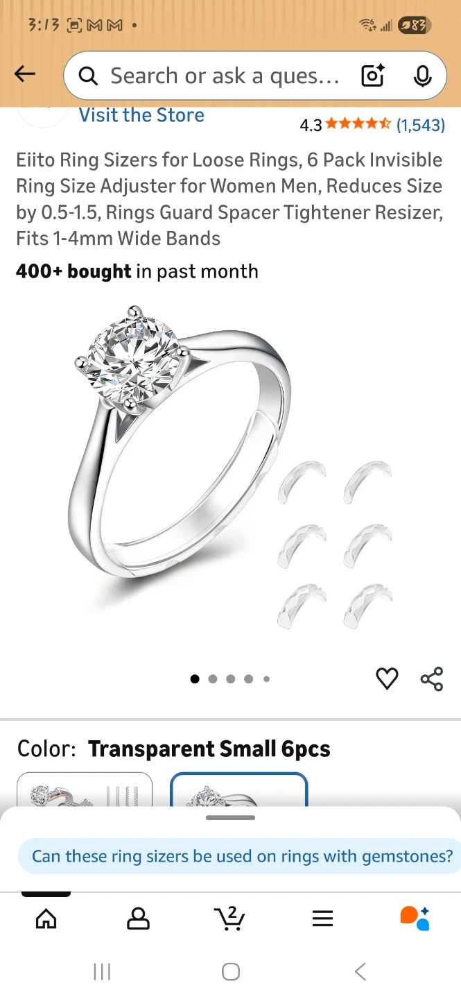 Eiiito Ring Size Adjusters - Transparent Small 6pcs