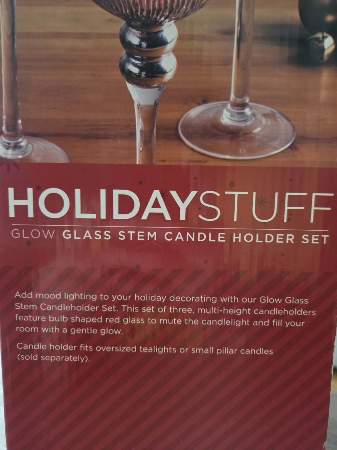 New Holiday Stuff Glow Glass Candle Holder Set (3pcs) - photo 3