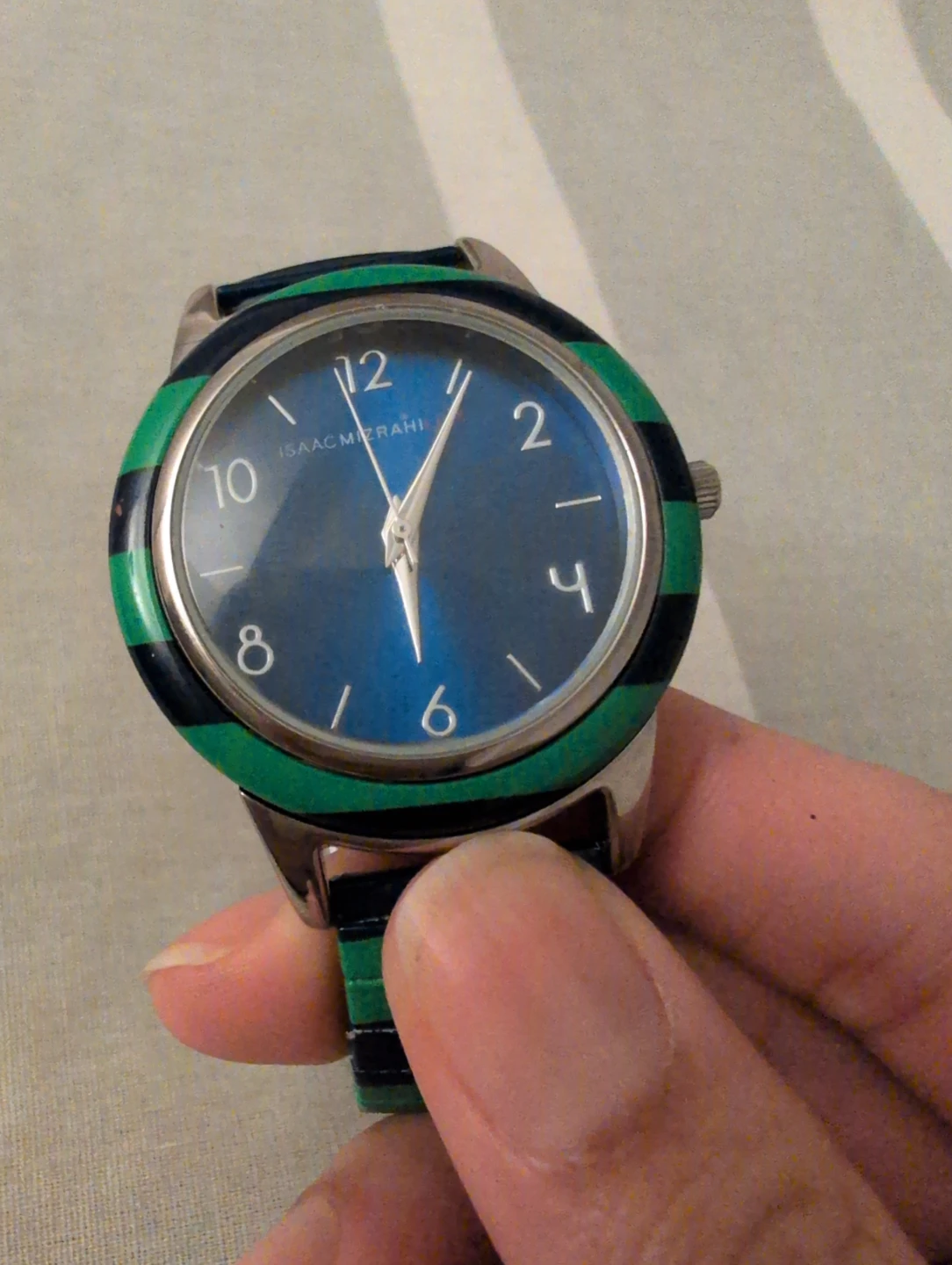 Watch with Green & Black Striped Band - doesn't work! - photo 2