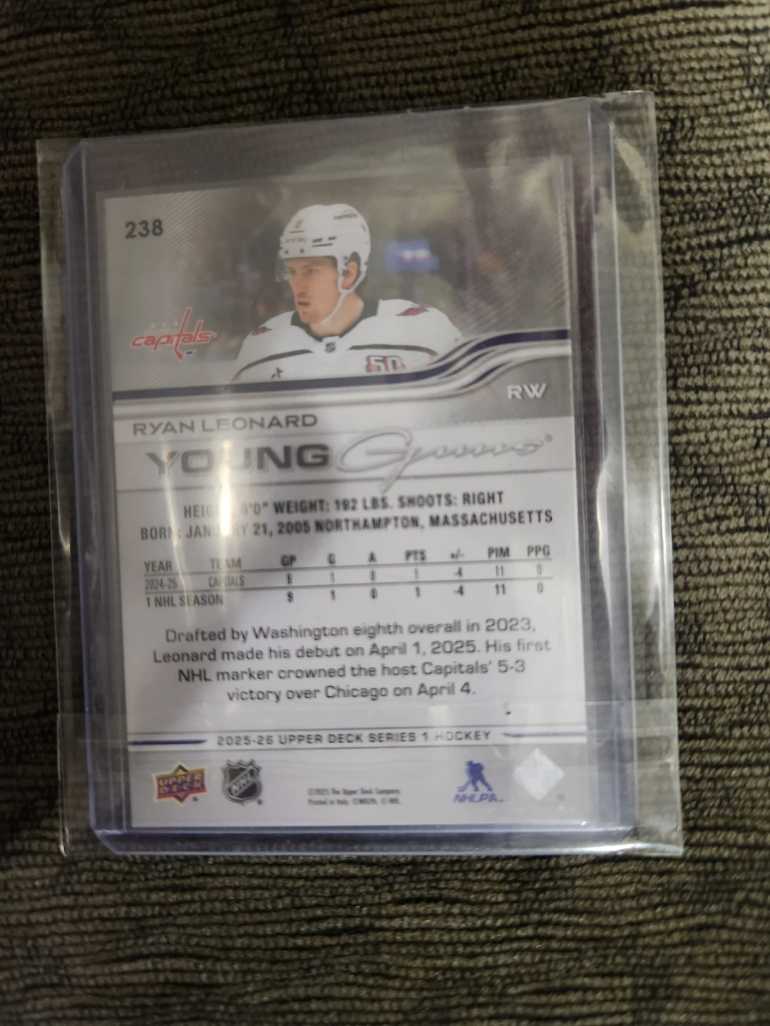 Ryan Leonard Young Guns Hockey Card - photo 2