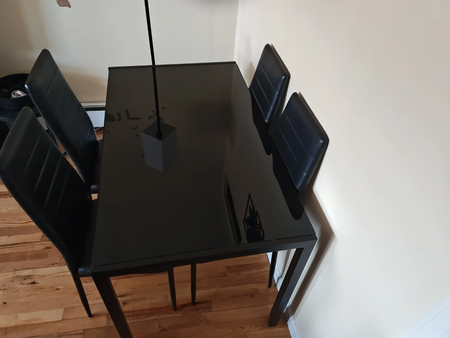 Black Dining Table with 4 Chairs