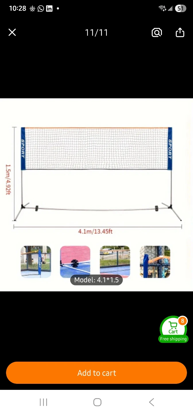 Portable Badminton Net Set - 4.1m x 1.5m