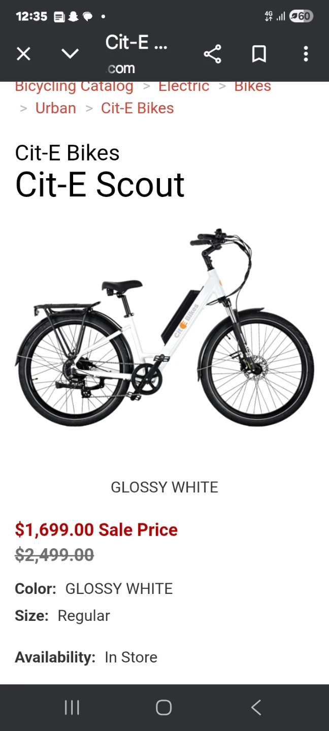 Cit-E Scout Glossy White Electric Bike