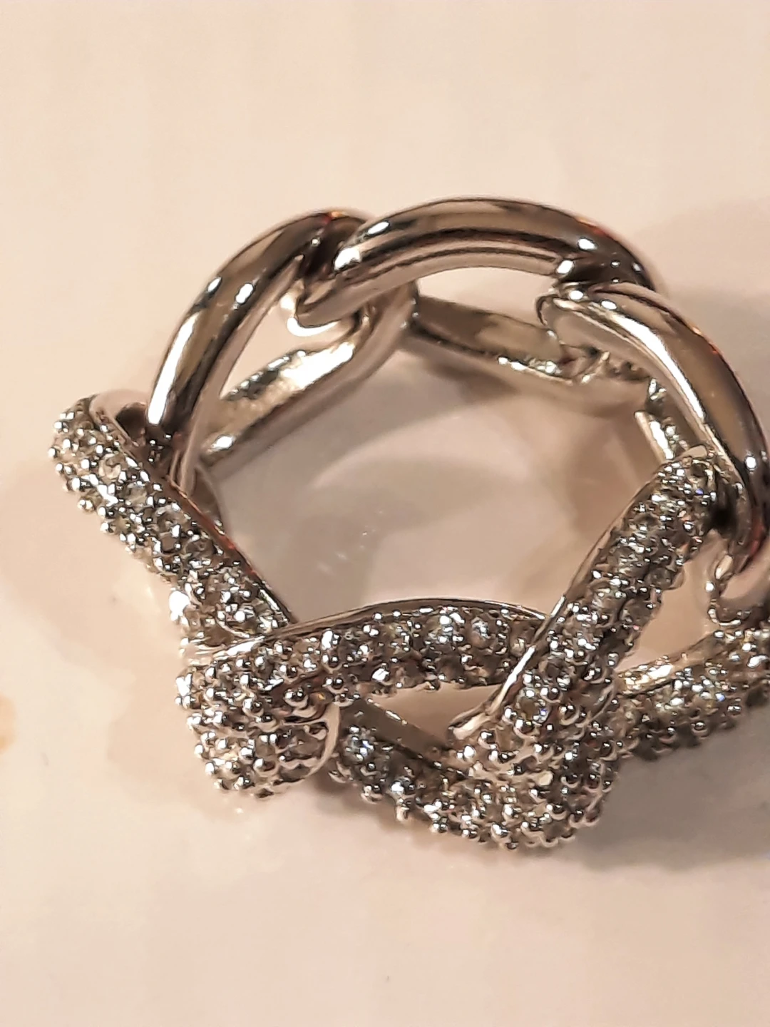 Sparkling Chunky Link Ring - photo 2