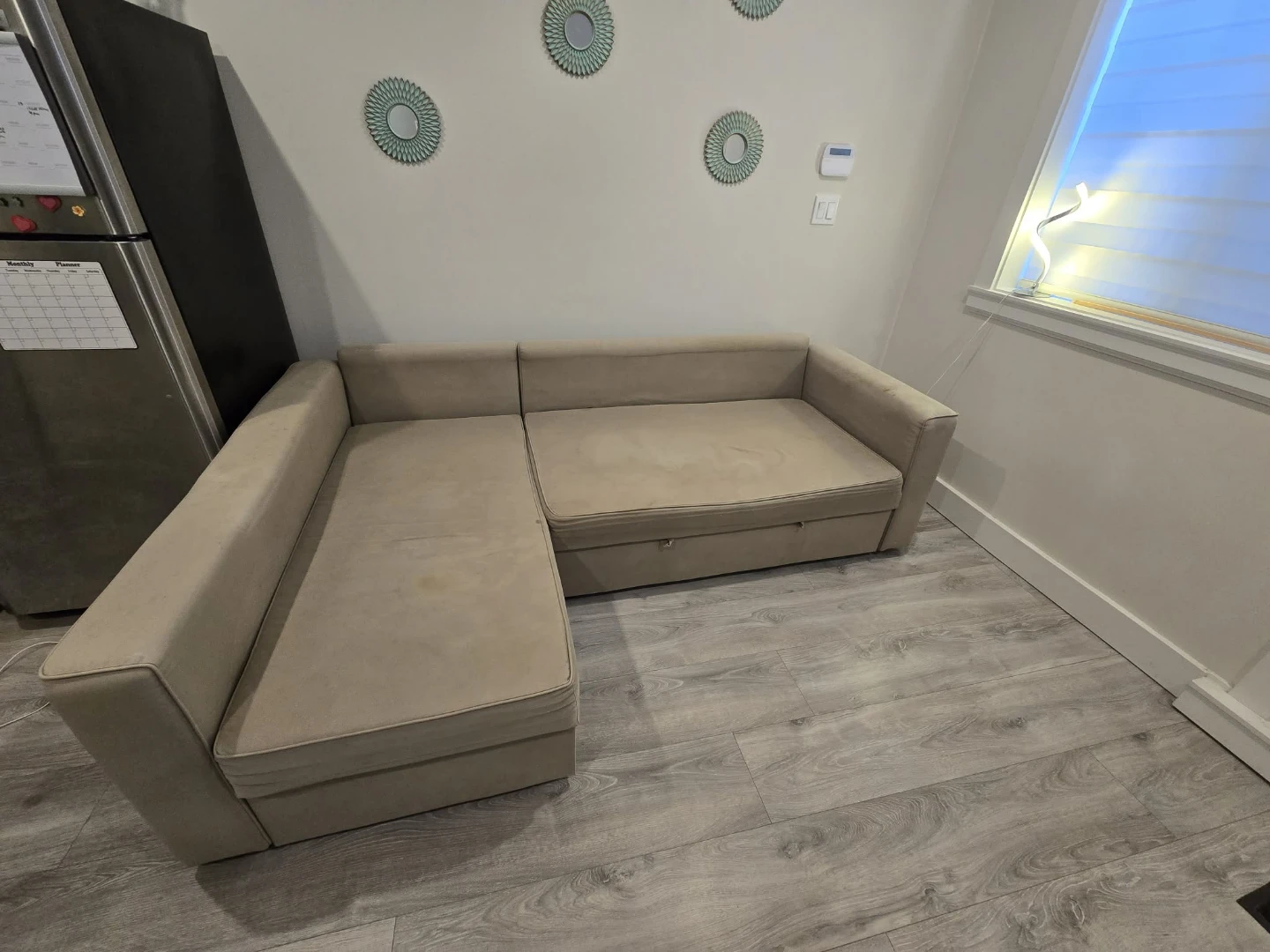 Beige Sectional Sofa with Pull-Out Bed - photo 2