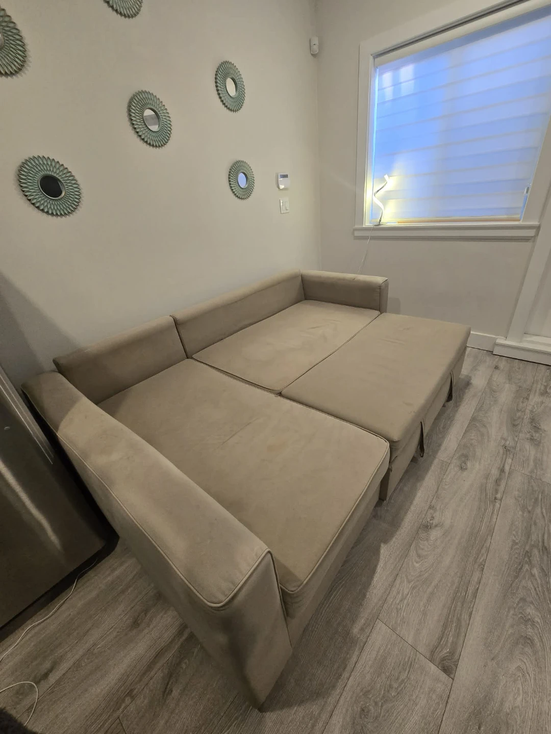 Beige Sectional Sofa with Pull-Out Bed - photo 4