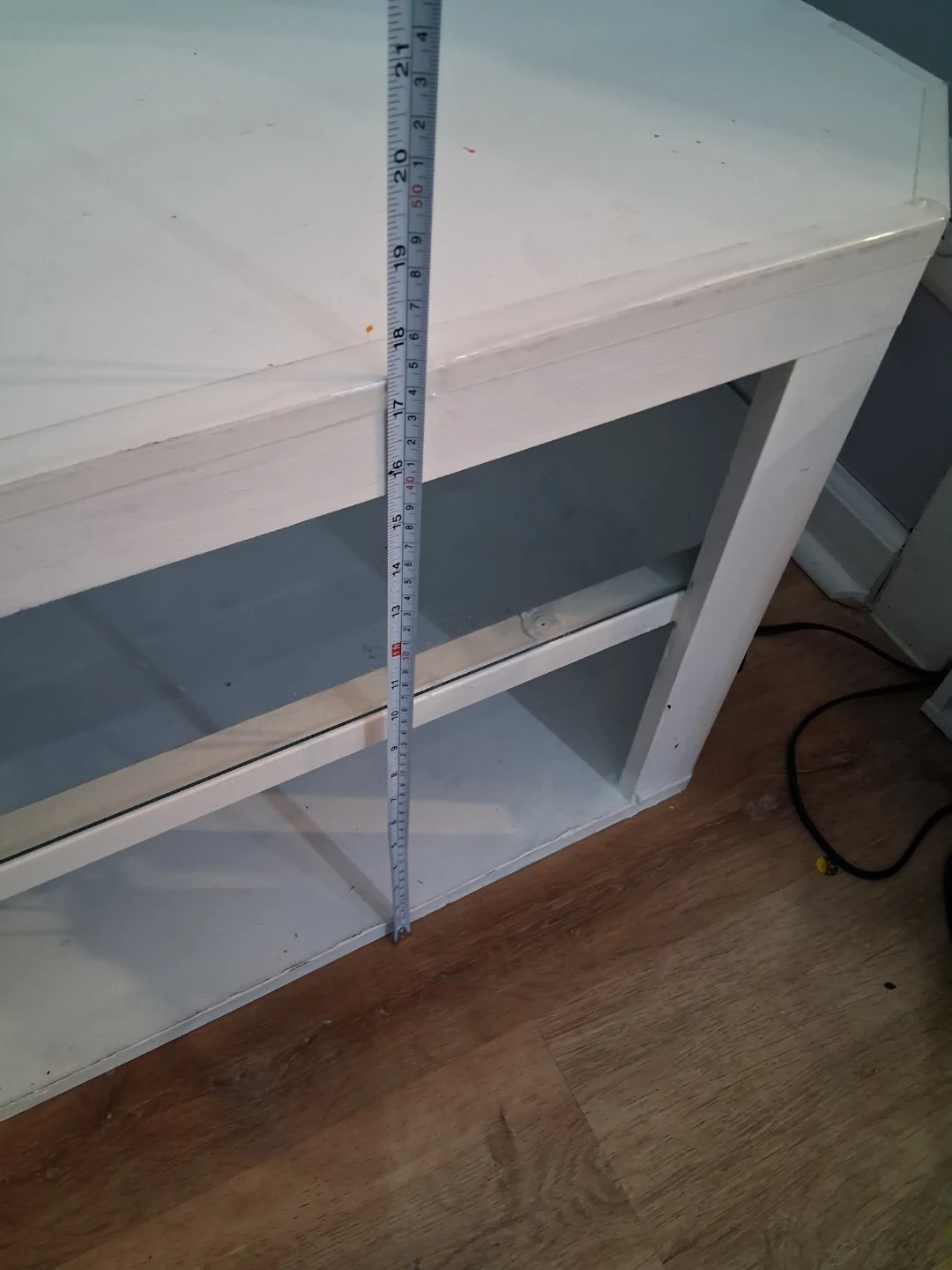 White Media Console with Glass Shelves - photo 3