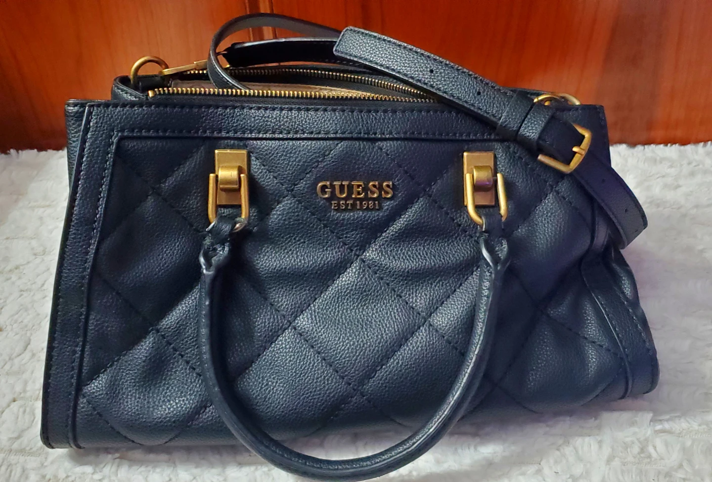Guess Quilted Satchel Crossbody Handbag