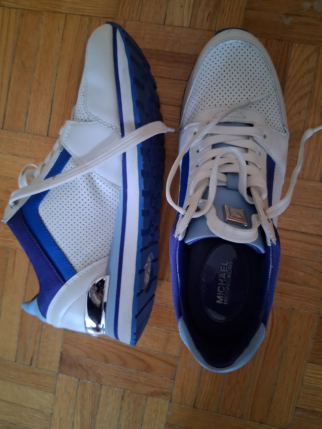 Michael Kors White & Blue Leather Sneakers - photo 2