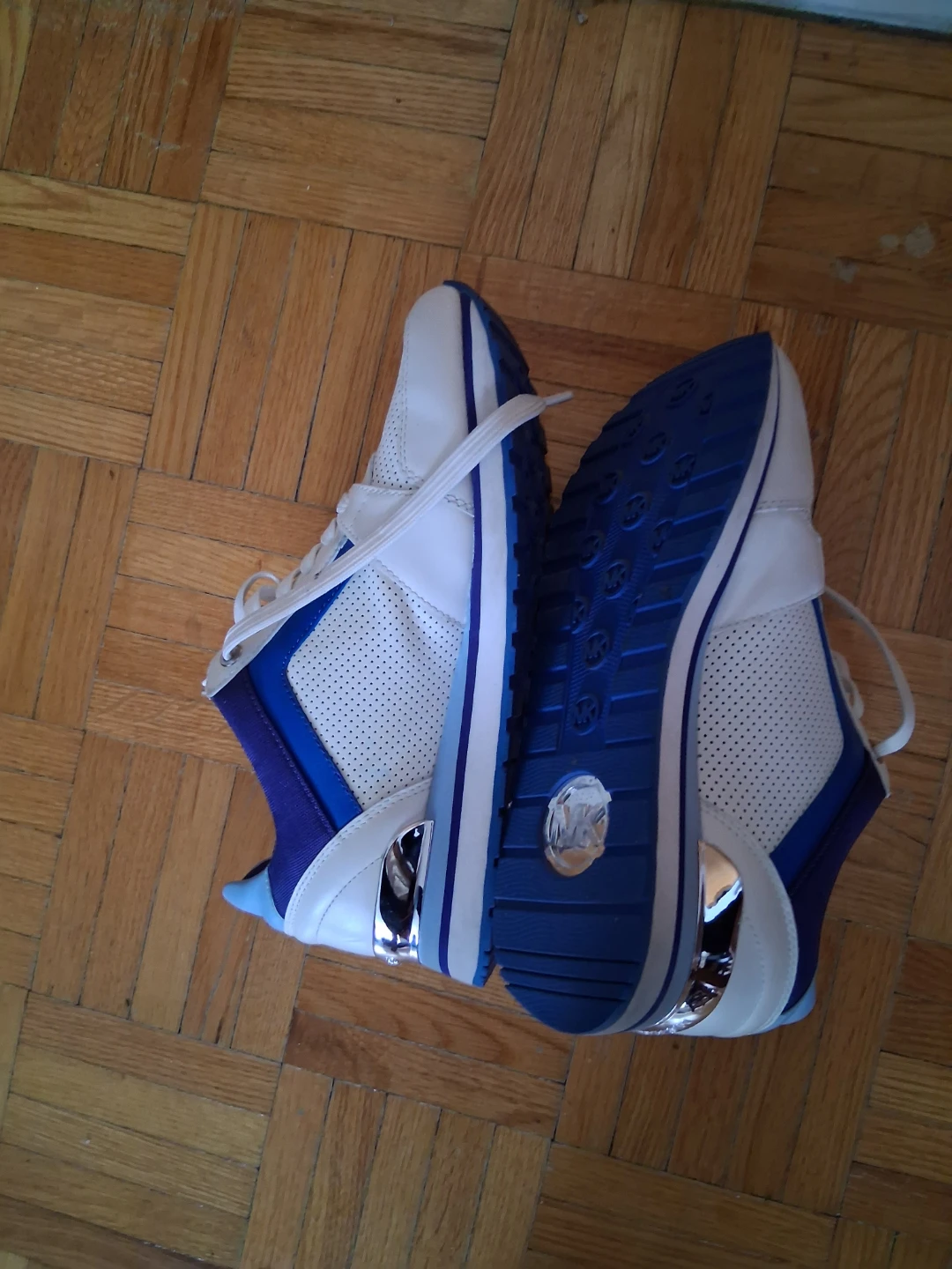 Michael Kors White & Blue Leather Sneakers - photo 3