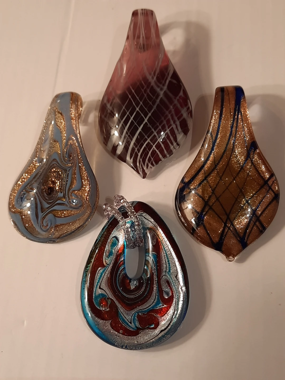 Set of 4 Glass Pendants