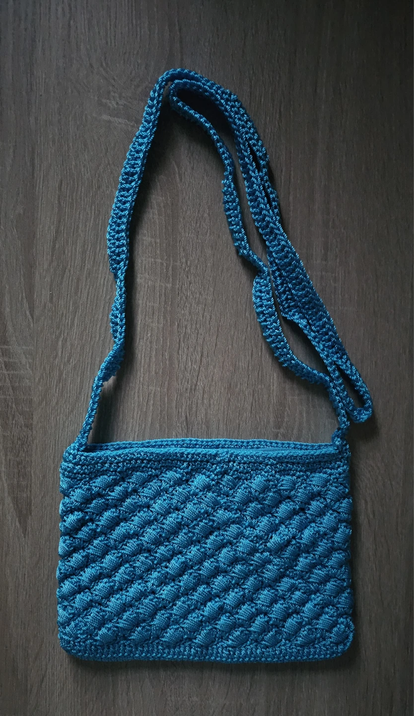 Teal Crochet Crossbody Bag