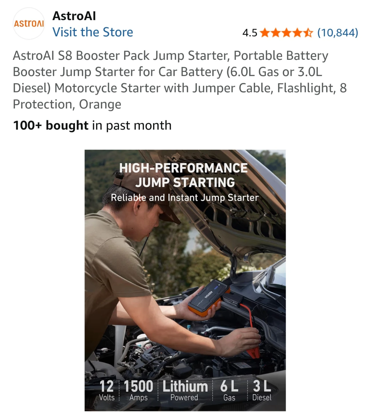 AstroAI S8 Booster Pack Jump Starter - Orange - photo 2