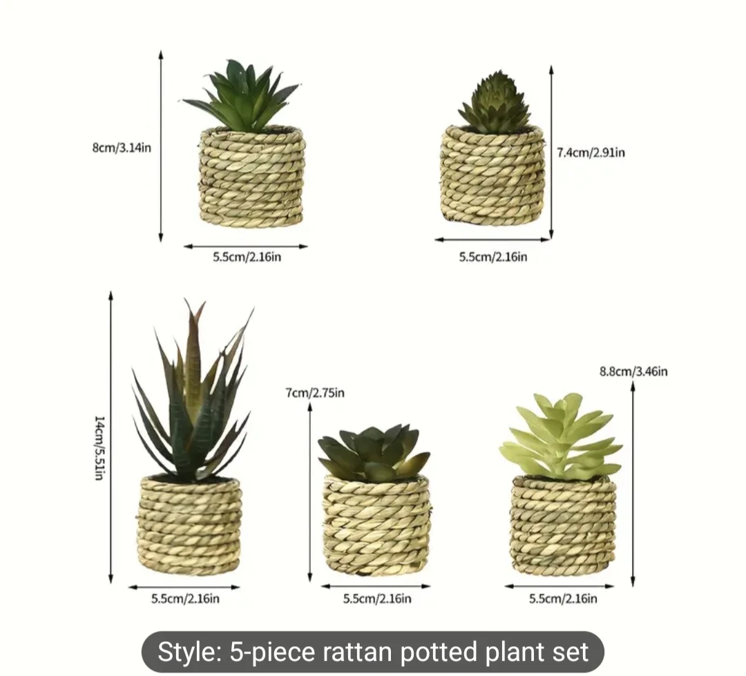 5-Piece Artificial Rattan Potted Plant Set🥕 - photo 4