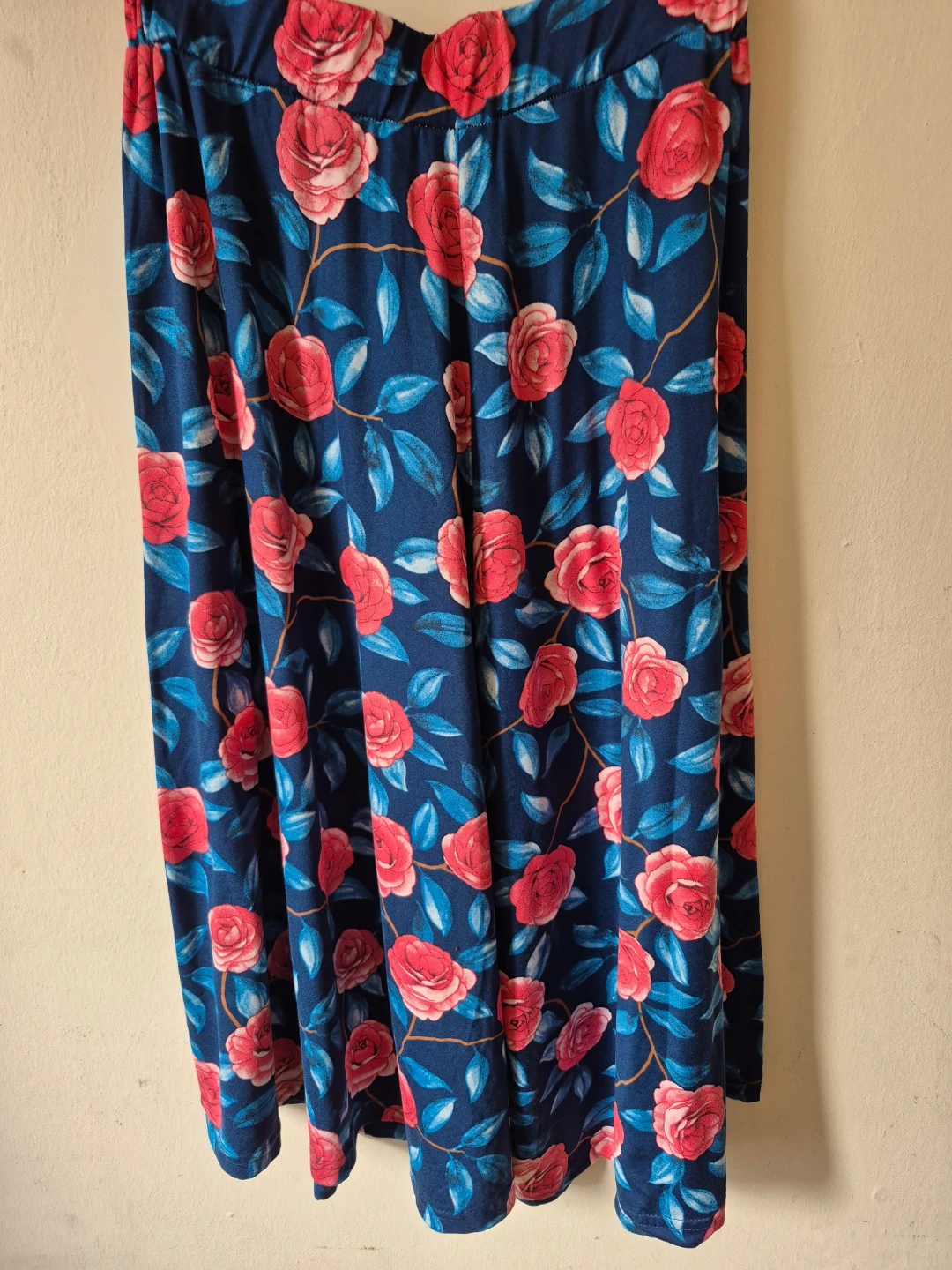 Blue Floral Print Wide Leg Pants