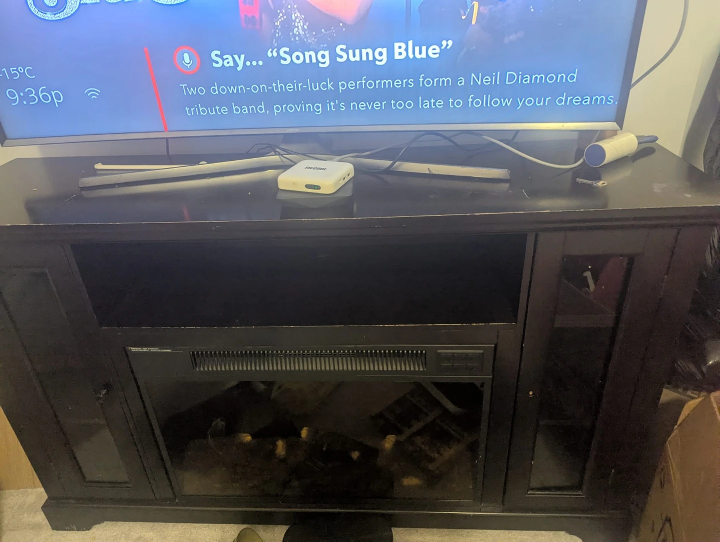 Black Electric Fireplace Media Console