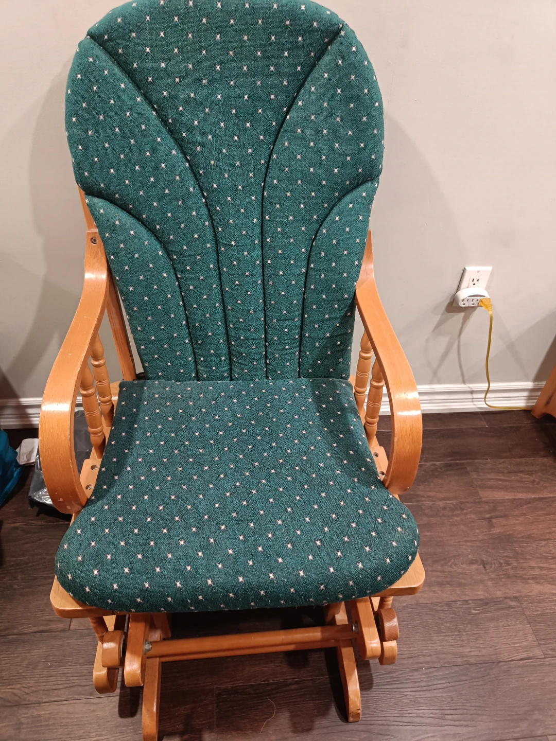 Green Rocker Chair with Patterned Fabric