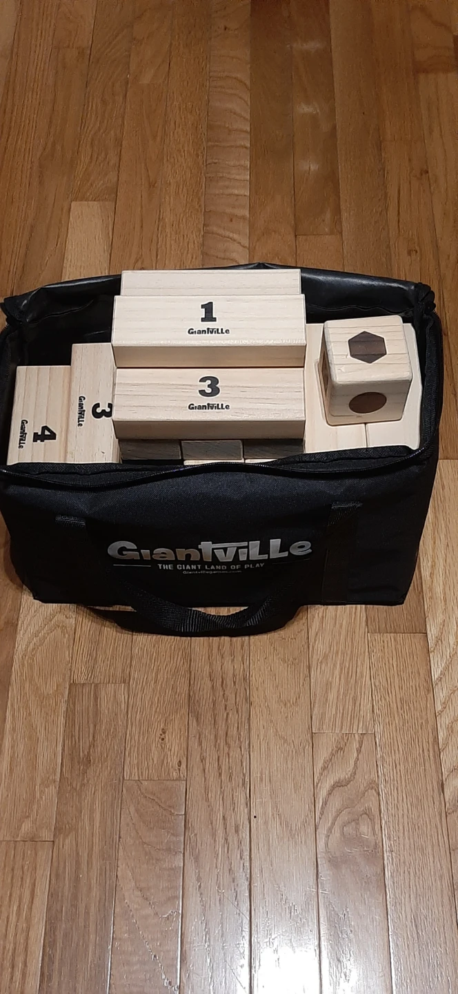Giantville Wooden Block Game with Carry Bag