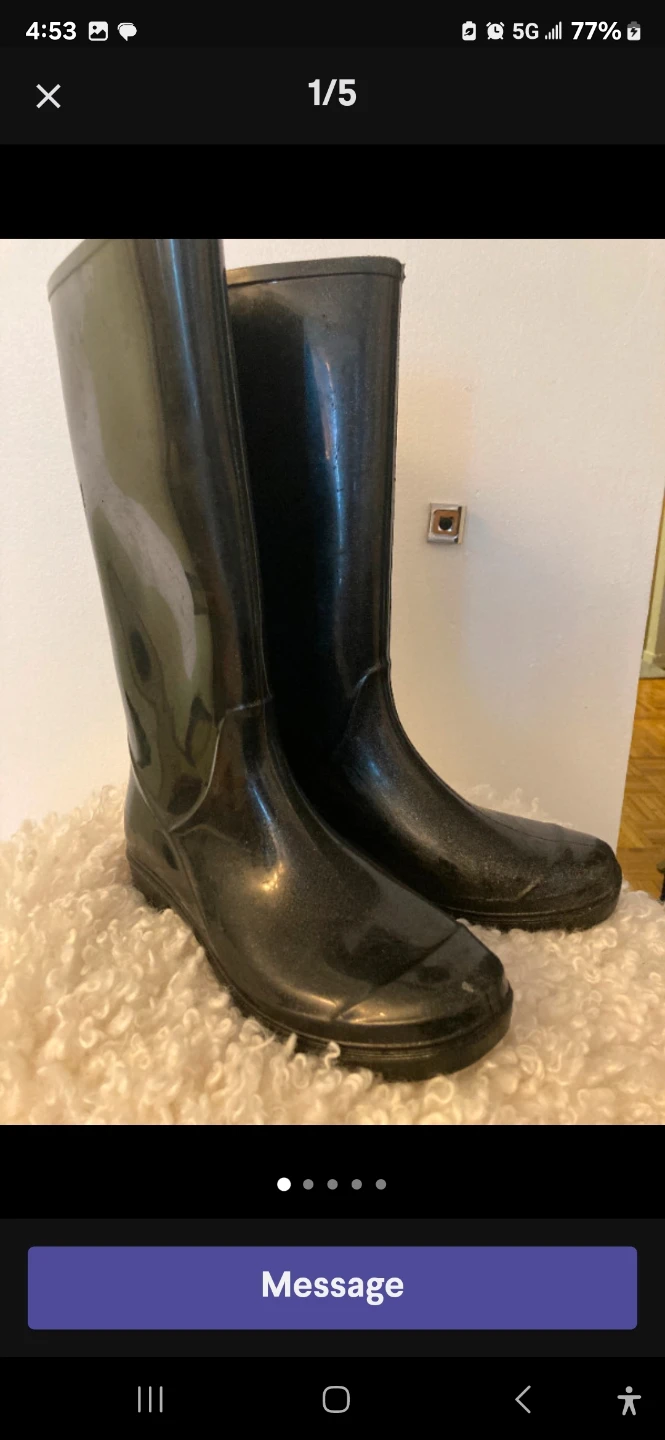 Black tall rain boots