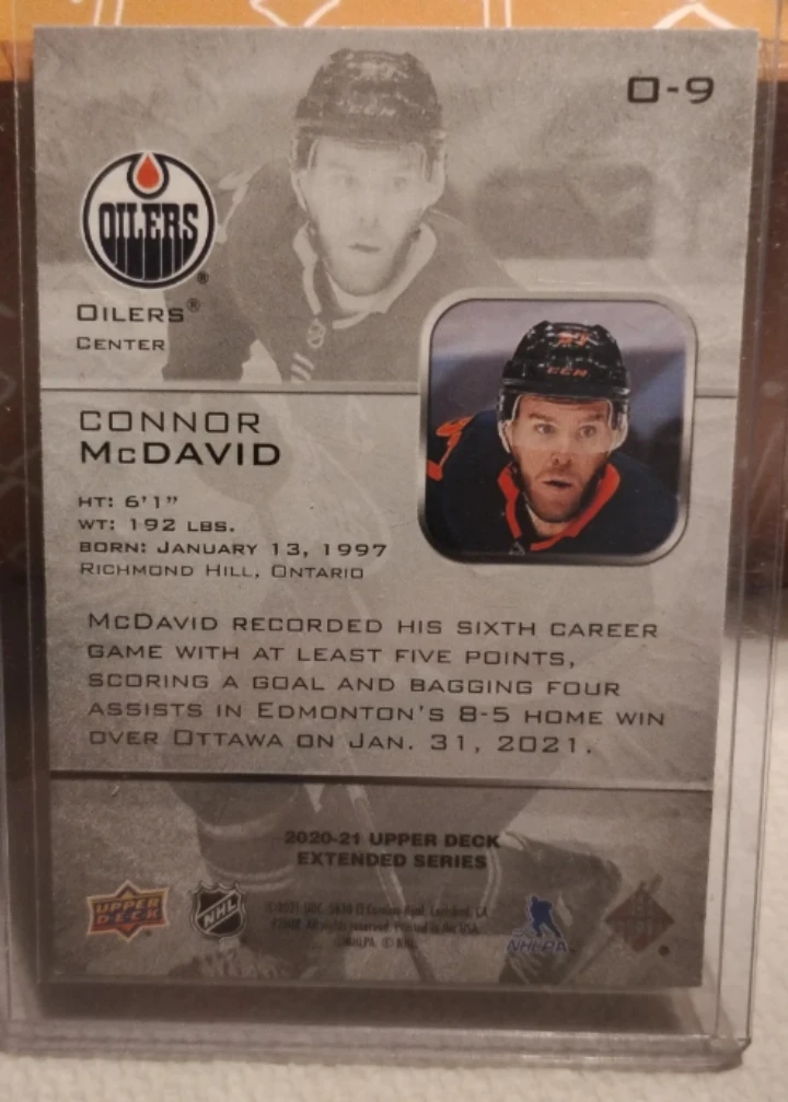 🥕 Connor McDavid Upper Deck Hockey Card - photo 2