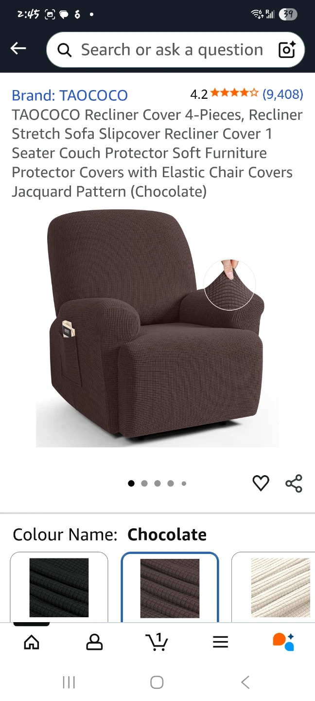 Chocolate Recliner Cover (4-Piece)