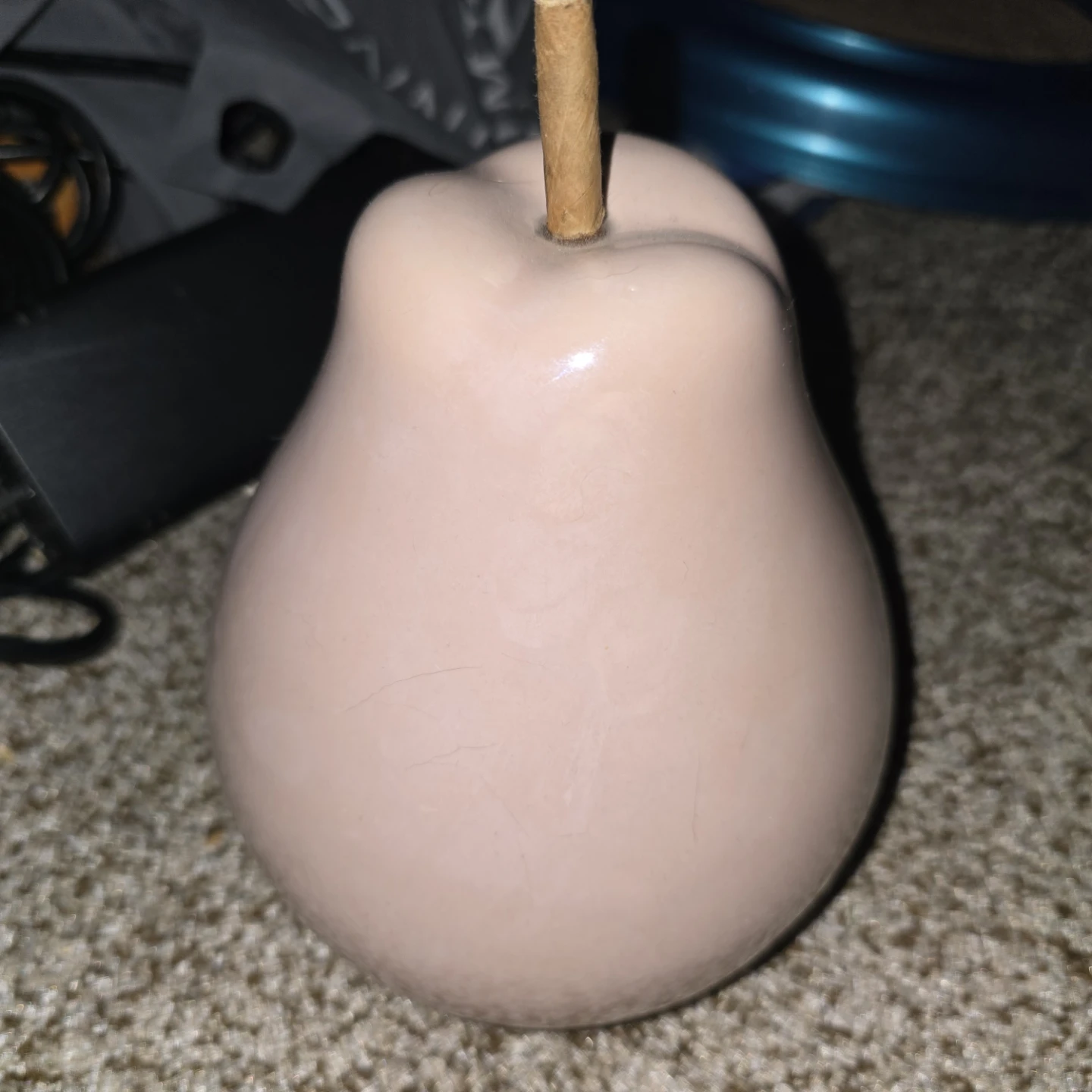 Ceramic Pear Figurine LG Pearlescent Finish Pink-7.50"H