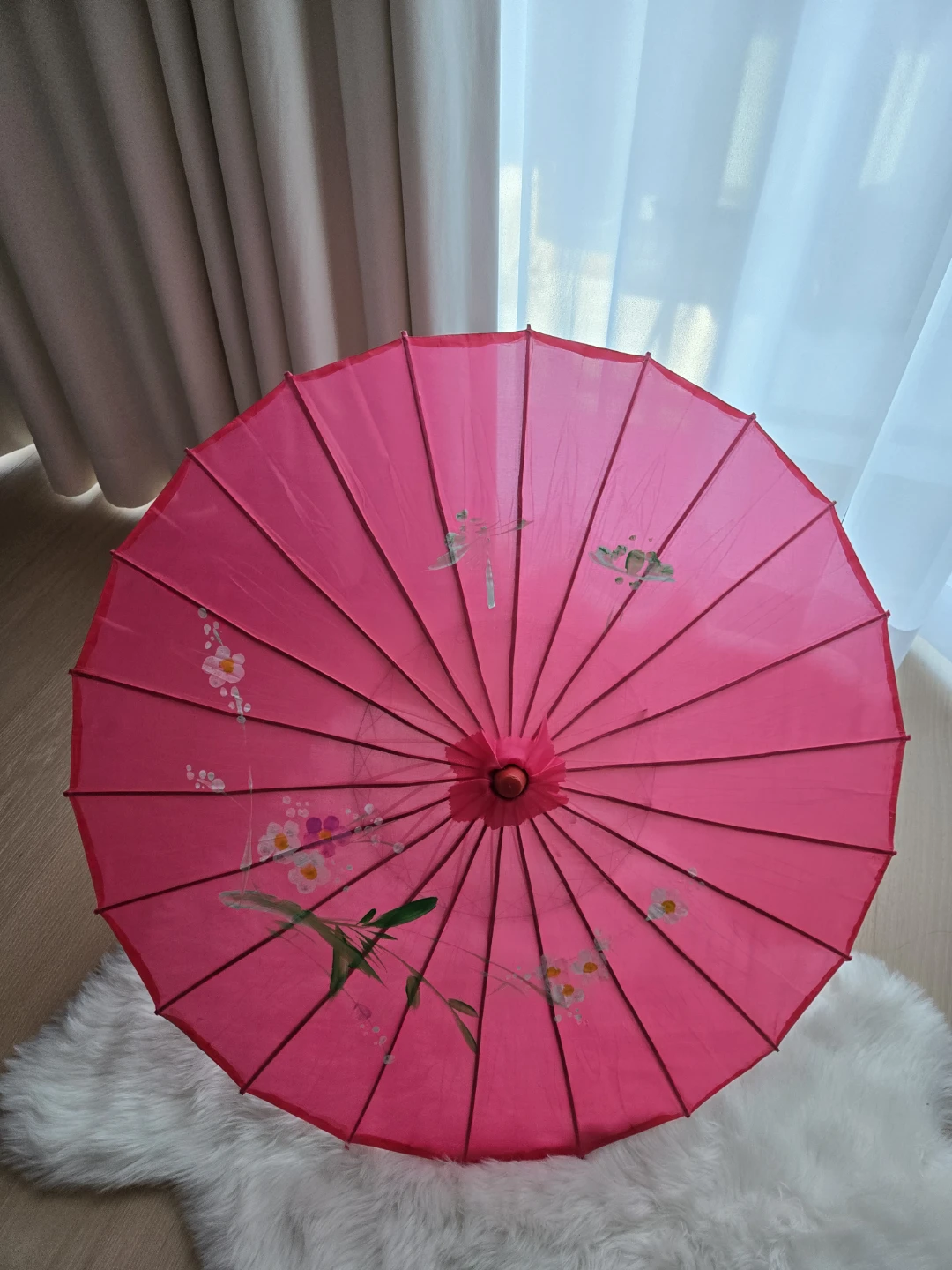 Pink Decorative Hand Painted Parasol - photo 3