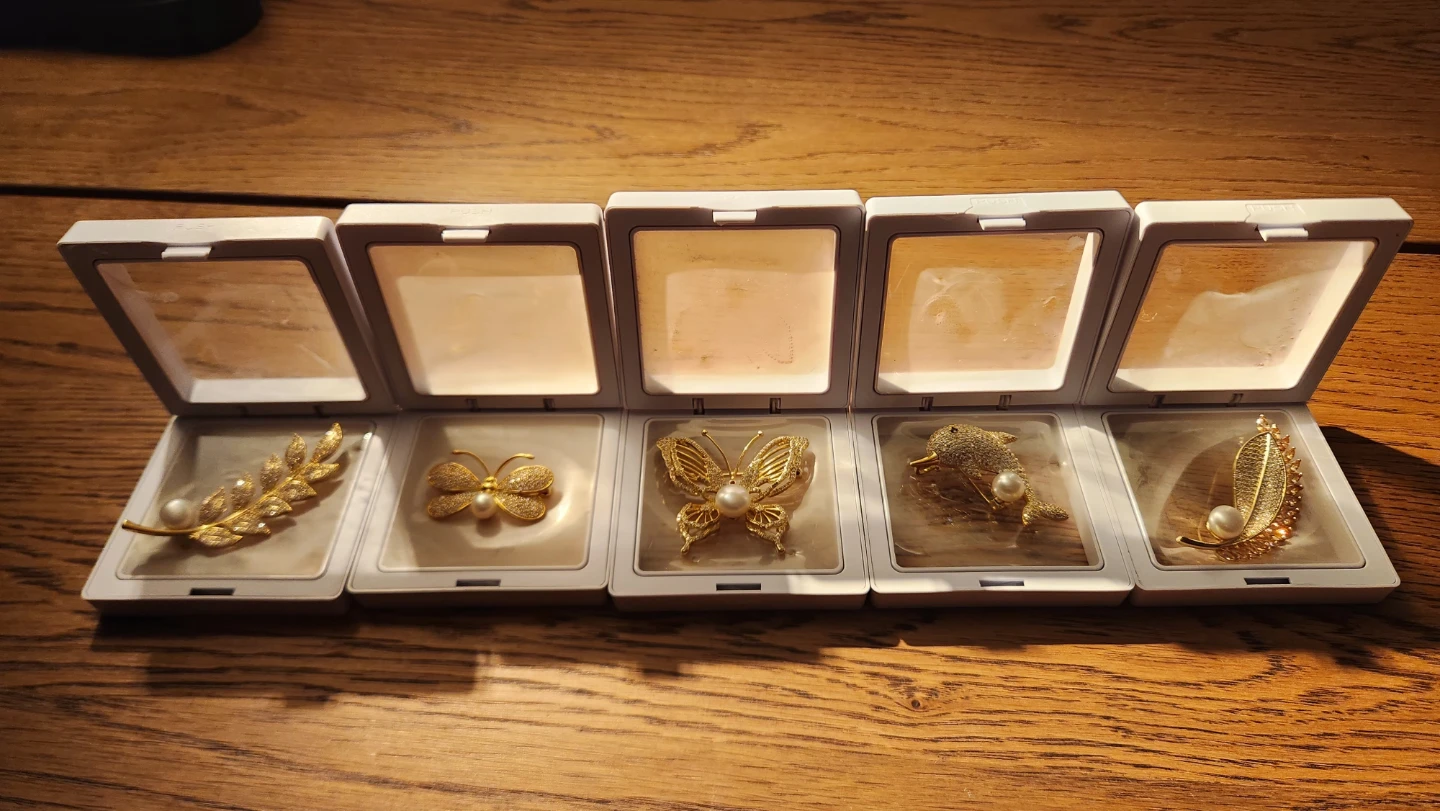 Vintage Gold-toned Brooches Set
