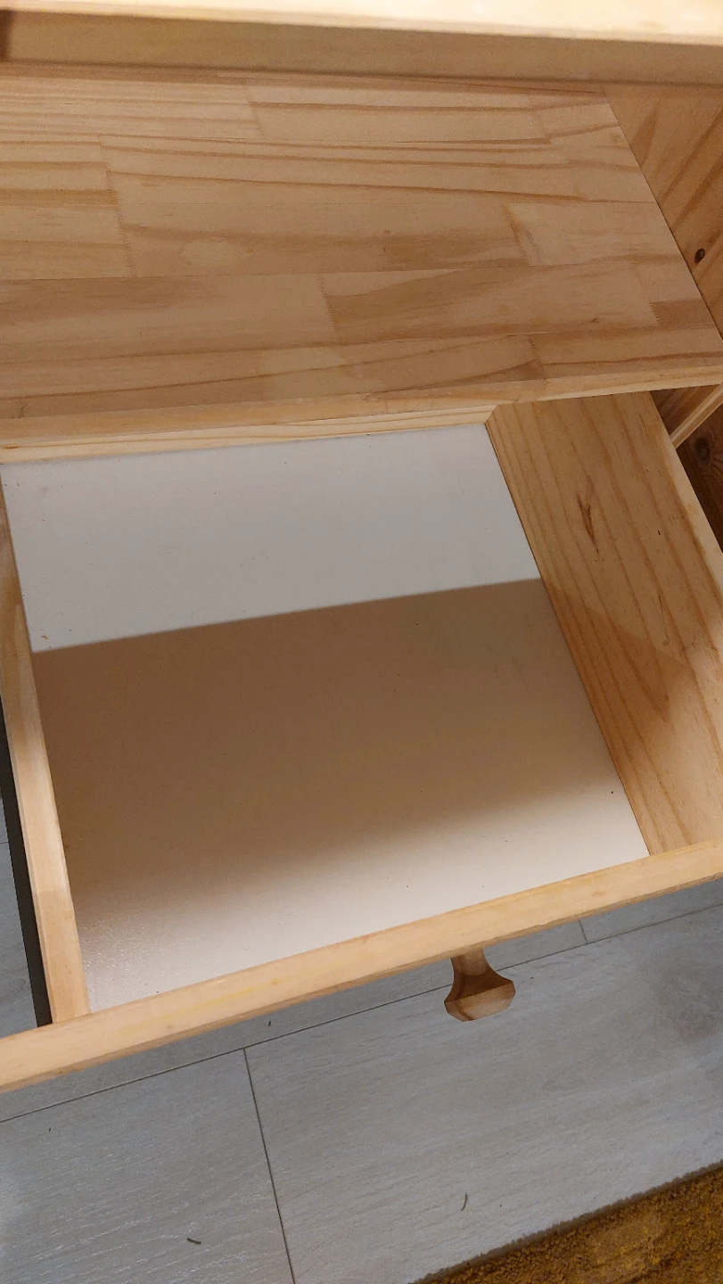 Pine Wood Nightstand with Drawer - photo 2