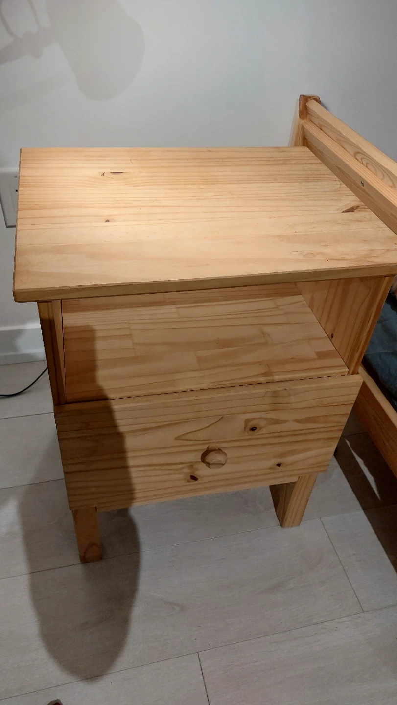Pine Wood Nightstand with Drawer - photo 4